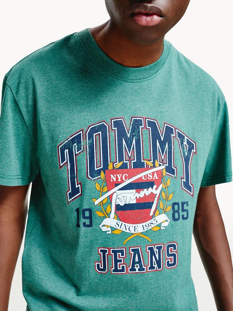 Férfi Tommy Hilfiger Washed collegiate Póló Zöld | HU 873BEX